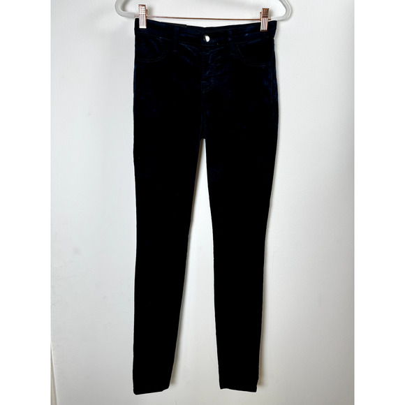 NWT J.Brand Midnight Modal Velvet Luxury Holiday Party Stretch Skinny Pants 24 - Picture 2 of 9